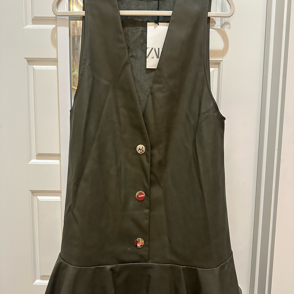 Zara Olive Green Sleeveless Dress